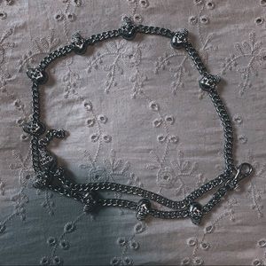 Vintage 90s Metal Skull Goth Punk Chain Belt